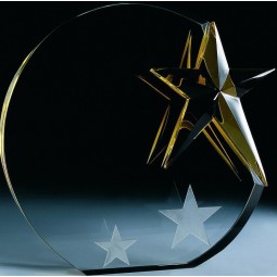 الكريستال جائزة الحرف مع الليزر الذهبي النجوم شعار