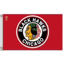 نهل شيكاغو بلاك هوكس 3'x5 'البوليستر العلم مع خمر هوكي شعار ل حجم مخصص 