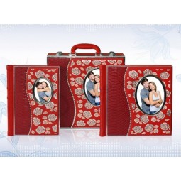 العرف الراقية الأحمر جلد عاشق الصور الألبوم مع حقيبة (با-012)