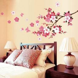 إزهار الكرز الجدار ملصق للماء خلفية ملصق ل غرفة نوم مقهى ملصقات الحائط ديكور المنزل p