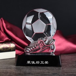 الجملة مخصصة الراقية الزجاج واضحة أحدث الكريستال الأحذية شكل كرة القدم الجوائز