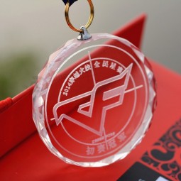 custom round mini crystal award customized glass medal 